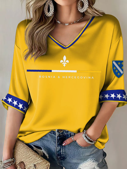 Camiseta estampada para fãs de futebol, modelo ZMAJEVI, da Bosnia, feminina