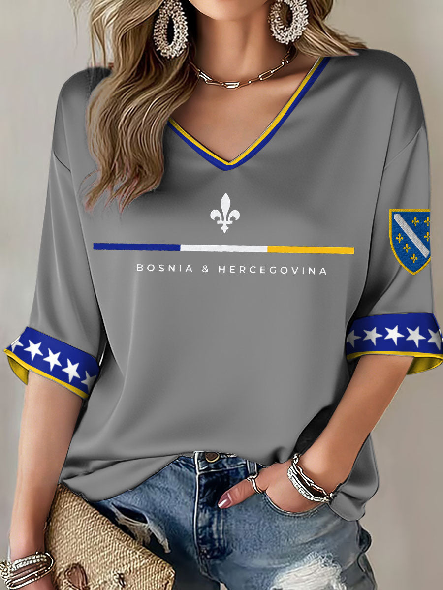 Camiseta estampada para fãs de futebol, modelo ZMAJEVI, da Bosnia, feminina