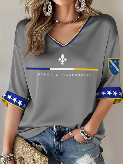 Camiseta estampada para fãs de futebol, modelo ZMAJEVI, da Bosnia, feminina