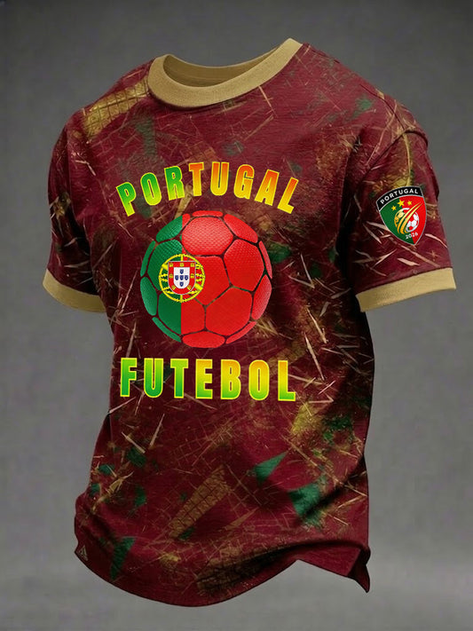 Camiseta masculina com estampa de futebol português
