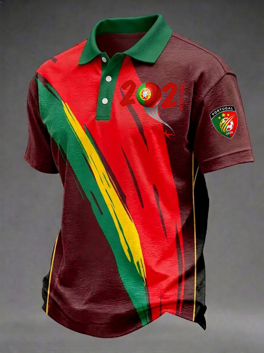 Camisa Estampada de Futebol Português Masculino