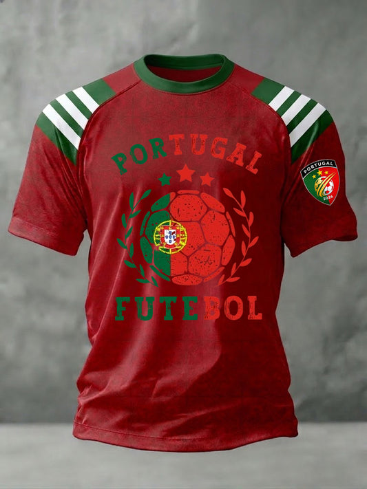 Camiseta masculina com estampa de futebol português