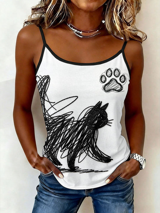 Camisolas com Estampa de Gato para Mulheres