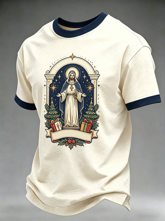 Camiseta Casual Masculina com Estampa Gráfica no Estilo de Celebração dos Saints