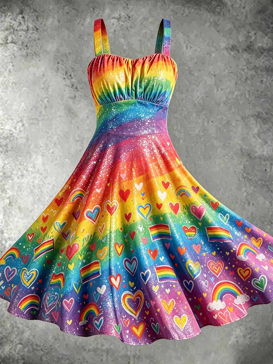 Mês do Orgulho Feminino Art Print Fashion Impresso Vestido
