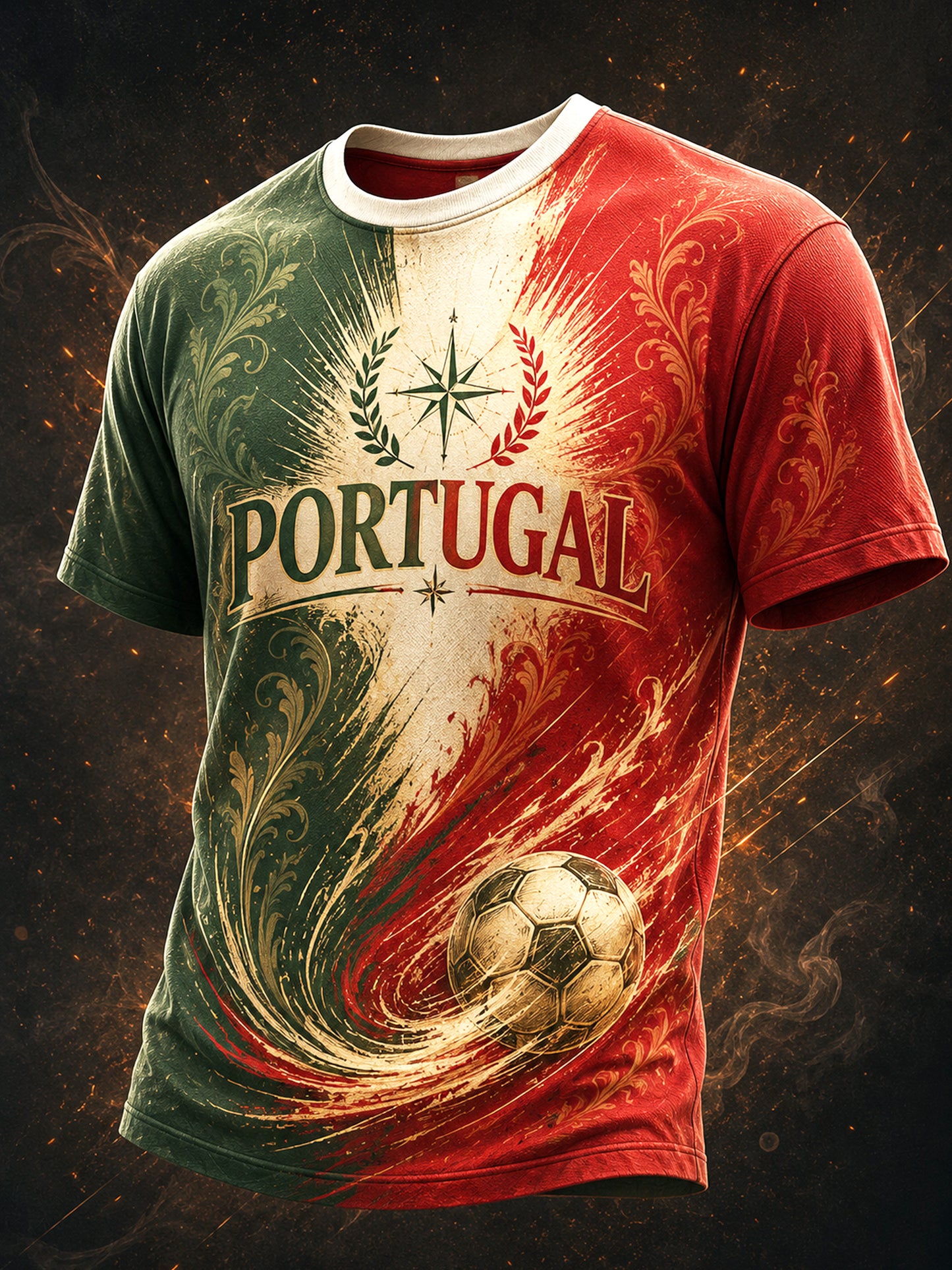 Camiseta com estampa de arte para fãs de futebol de Portugal, masculina