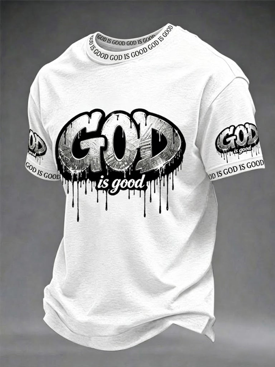 Deus cristão dos homens é bom Cruz manga curta T-shirt