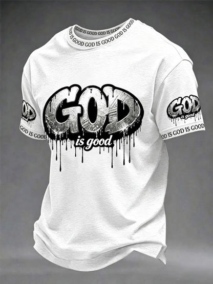 Deus cristão dos homens é bom Cruz manga curta T-shirt
