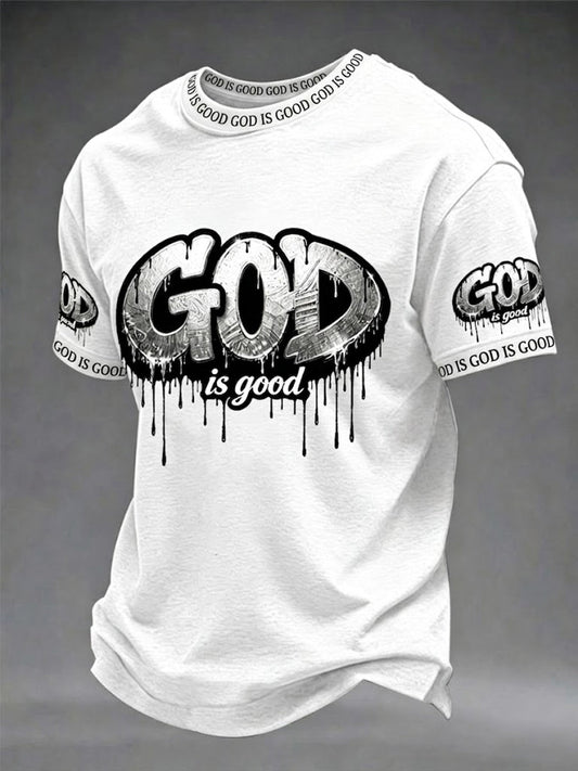 Deus cristão dos homens é bom Cruz manga curta T-shirt