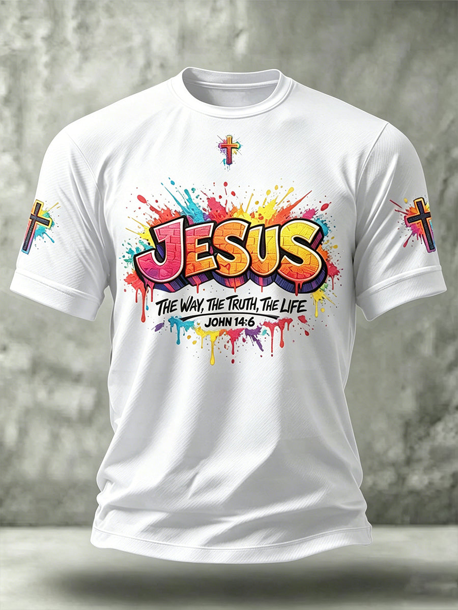 Christian Jesus Cruz dos homens de manga curta O-pescoço T-shirt
