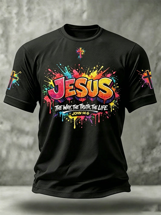 Christian Jesus Cruz dos homens de manga curta O-pescoço T-shirt