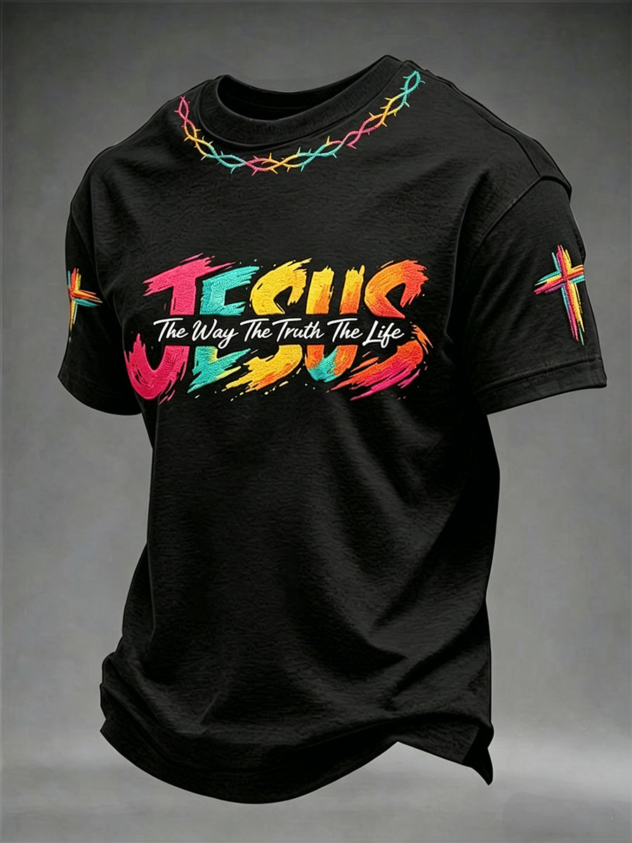 Cristão Jesus Cruz dos homens camiseta de manga curta