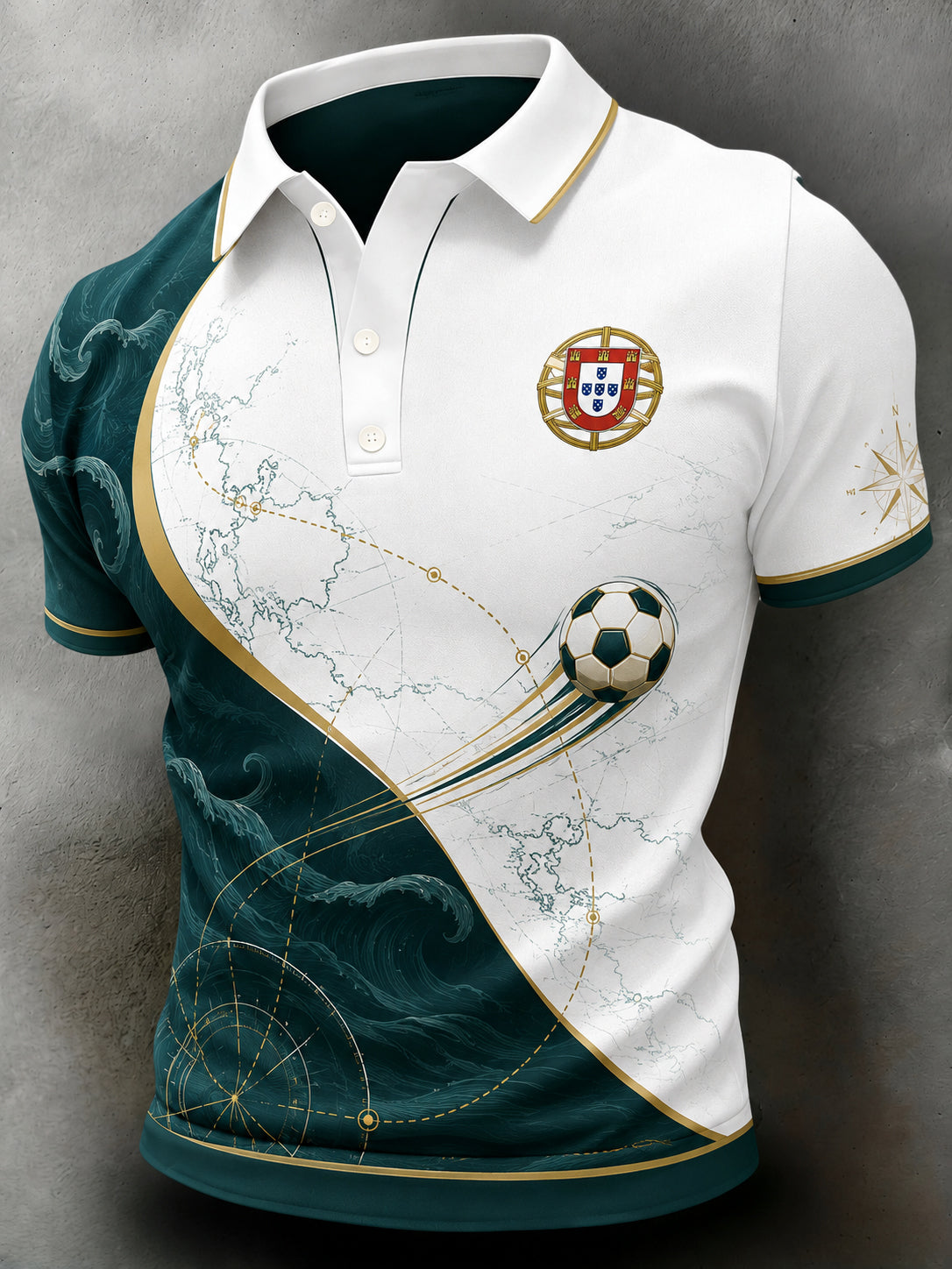 Polo com estampa artística de apoio à seleção portuguesa de futebol masculino