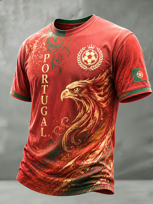 Men's Portugal Football Match Cheer Art Print T-shirt