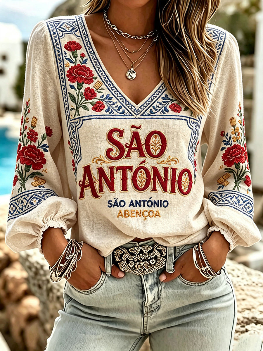 Blusa V-Neck Day de Santo Antônio Feminina