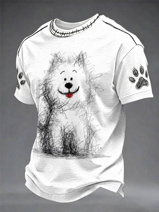 Cão graffiti divertido casual unisex T-shirt
