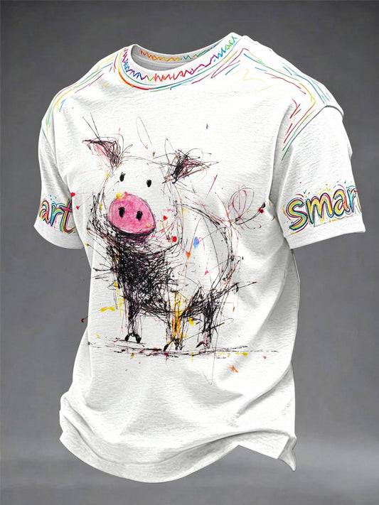 Smart Pig graffiti divertido casual unisex T-shirt