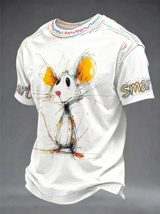 Graffiti Mouse Diversão Casual Unisex T-shirt