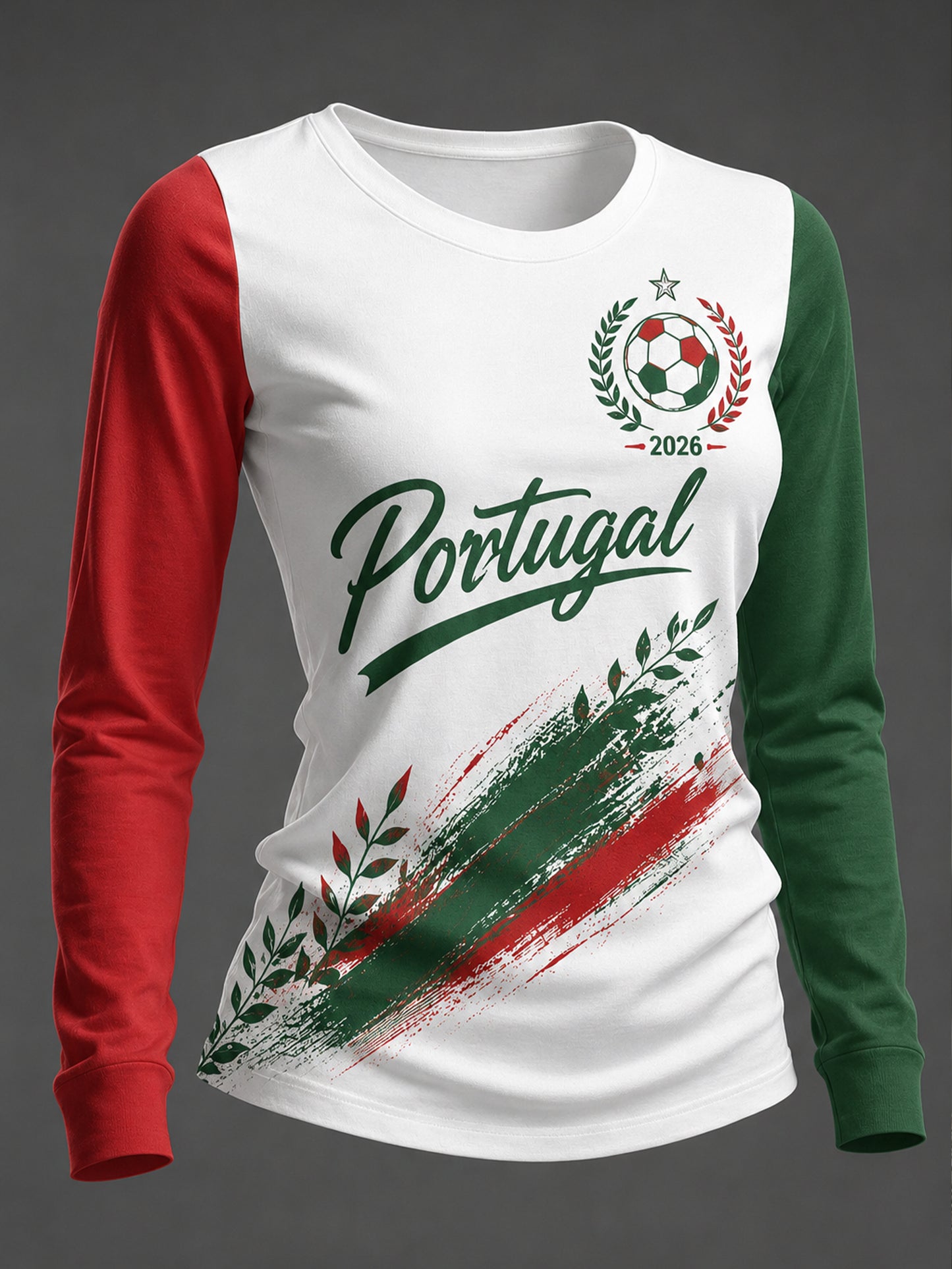 Camiseta com estampa artística de torcida em partida de futebol feminino português