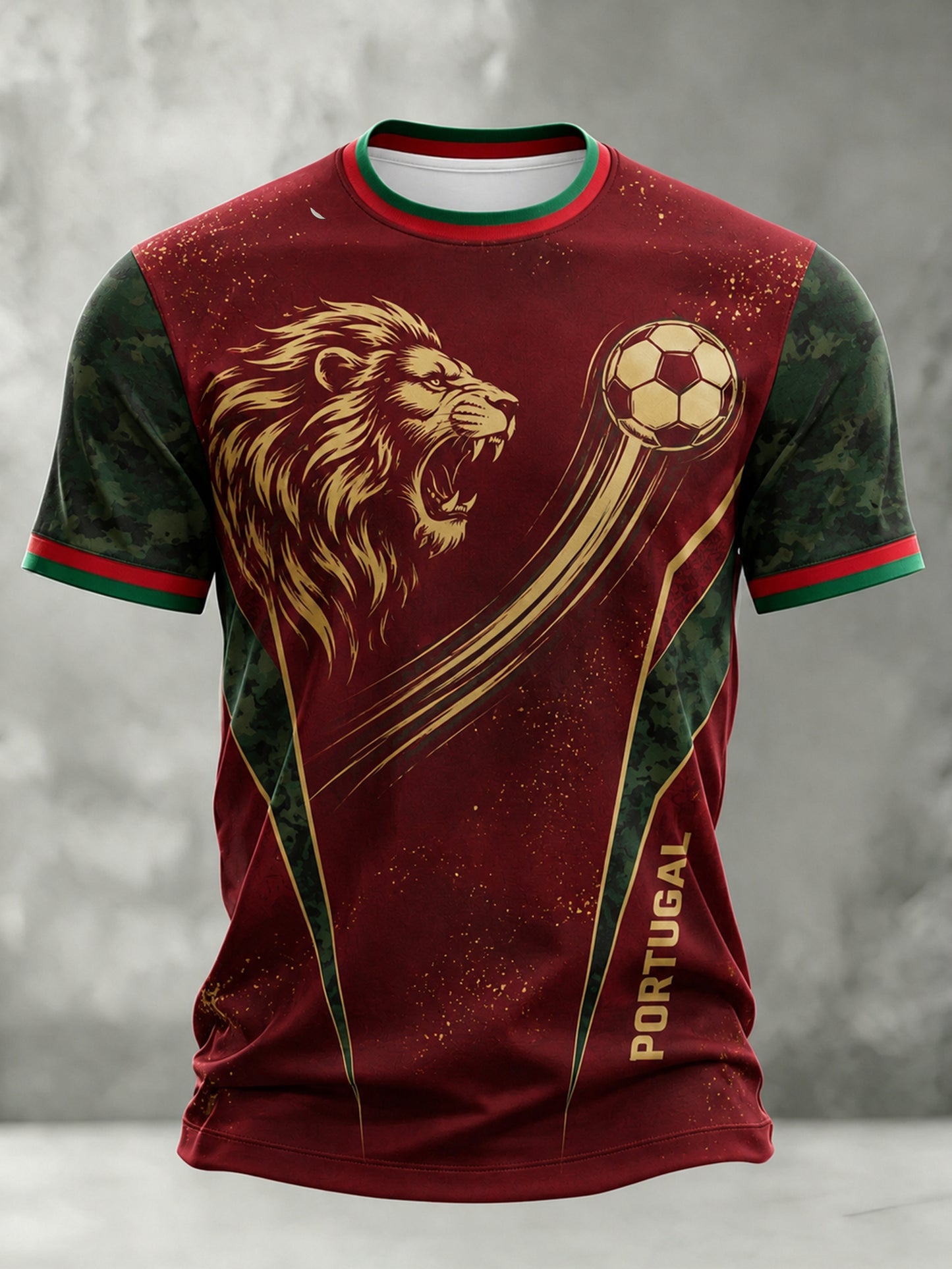 Camiseta com estampa artística de torcida para jogos de futebol da seleção portuguesa masculina