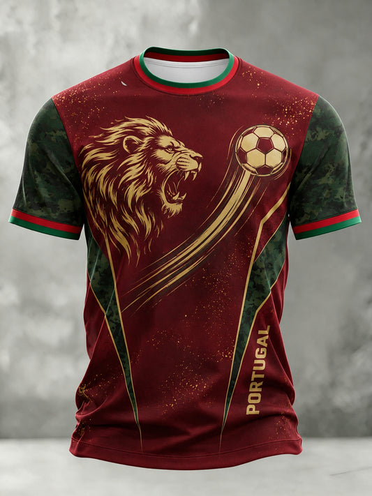 Camiseta com estampa artística de torcida para jogos de futebol da seleção portuguesa masculina