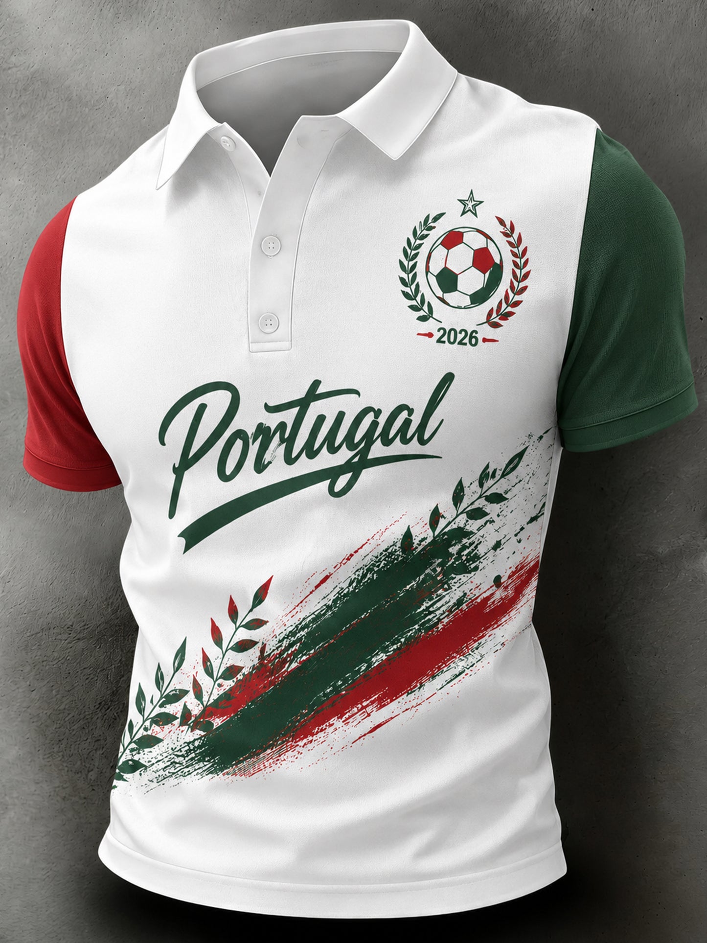Camisa polo com estampa artística para torcida de futebol da seleção portuguesa masculina