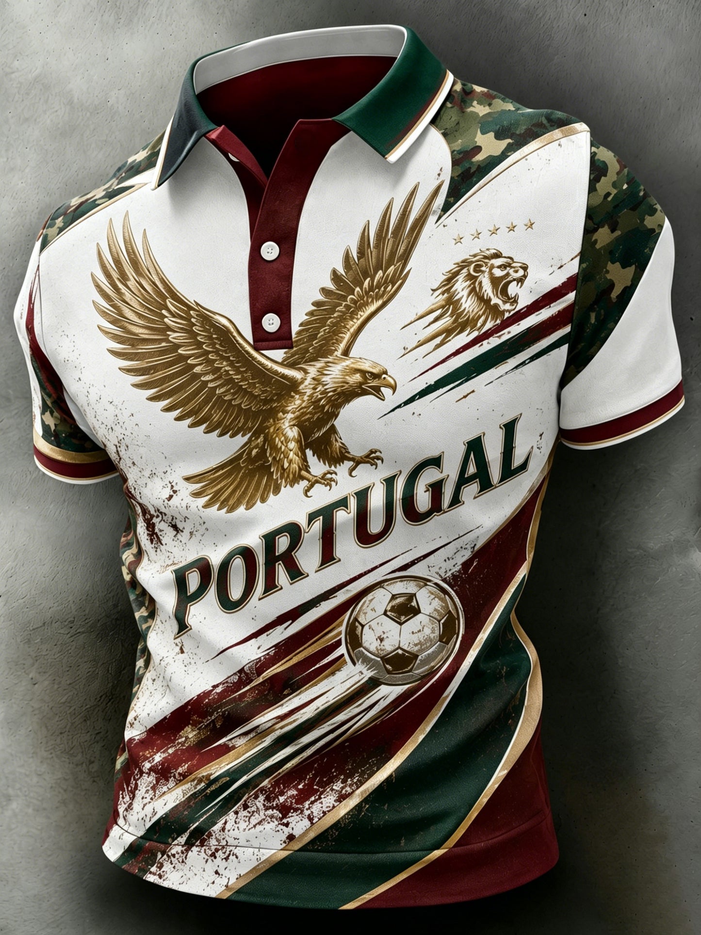 Jogo de Futebol Masculino Portugal Cheering Art Print Polo