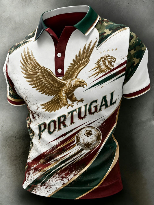 Jogo de Futebol Masculino Portugal Cheering Art Print Polo