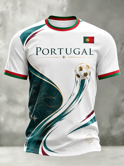 Camiseta com estampa artística de torcida para jogos de futebol da seleção portuguesa masculina