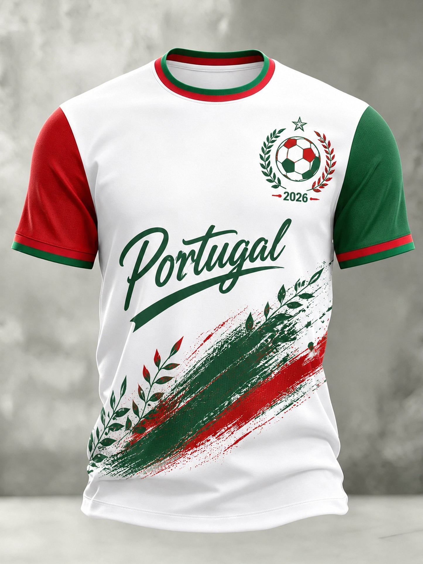 Camiseta com estampa artística de torcida para jogos de futebol da seleção portuguesa masculina