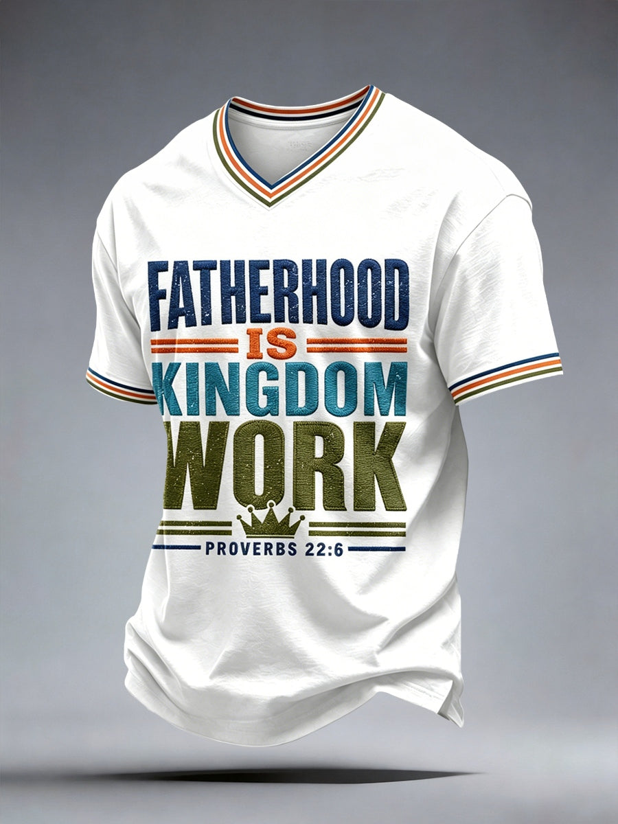 Paternidade dos homens é Unido Trabalho Imprimir V-Neck T-shirt