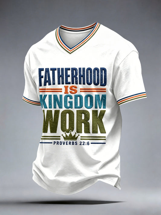 Paternidade dos homens é Unido Trabalho Imprimir V-Neck T-shirt