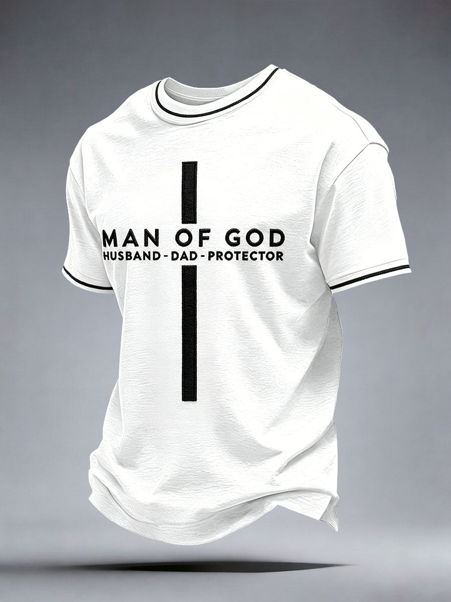 Homem De Deus Marido Pai Protetor T-Shirt dos homens