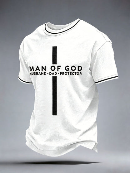 Homem De Deus Marido Pai Protetor T-Shirt dos homens
