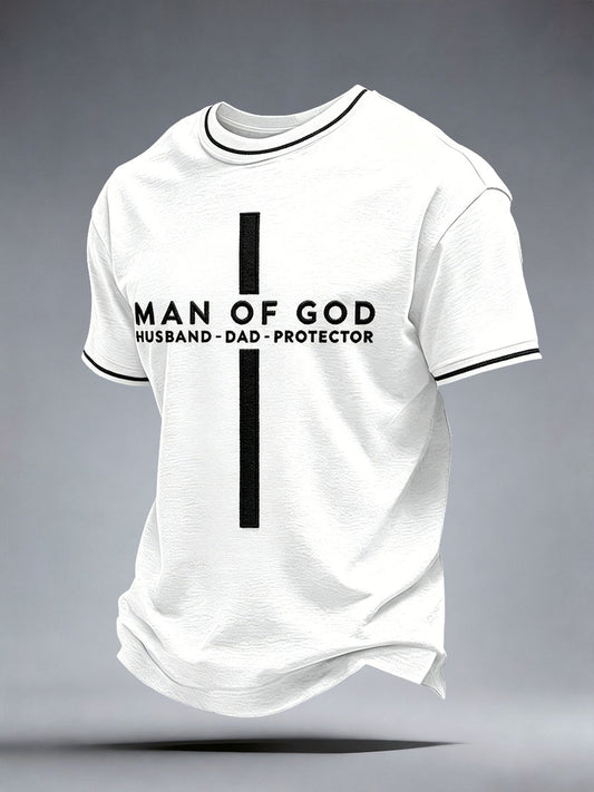 Homem De Deus Marido Pai Protetor T-Shirt dos homens