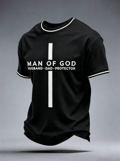 Homem De Deus Marido Pai Protetor T-Shirt dos homens