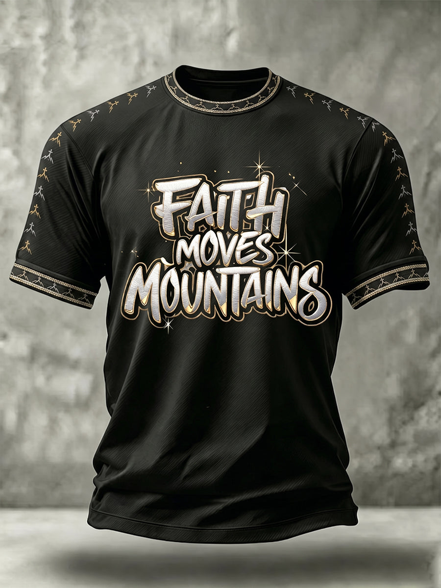 Fé cristã dos homens pode move montanhas cruz t-shirt manga curta