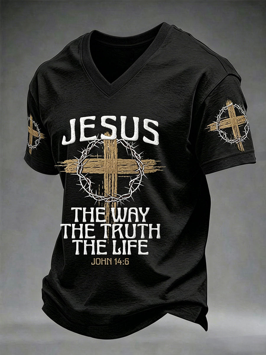 Christian Jesus dos homens o caminho a verdade a vida João 14:6 Cruz V-neck T-shirt