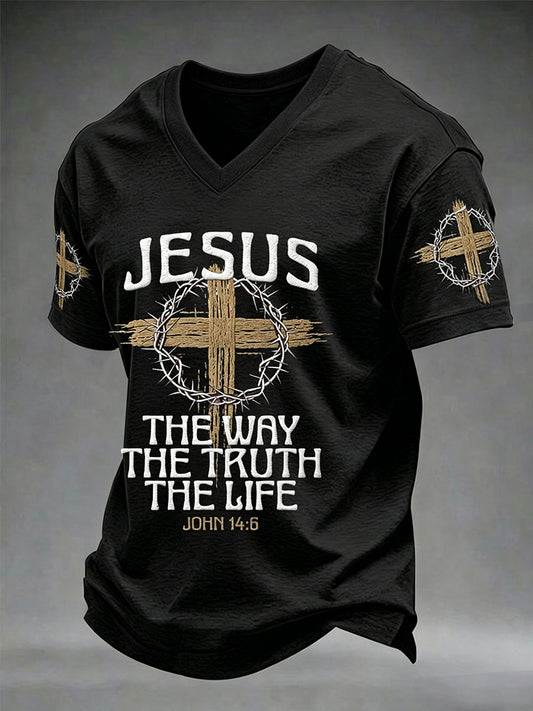 Christian Jesus dos homens o caminho a verdade a vida João 14:6 Cruz V-neck T-shirt