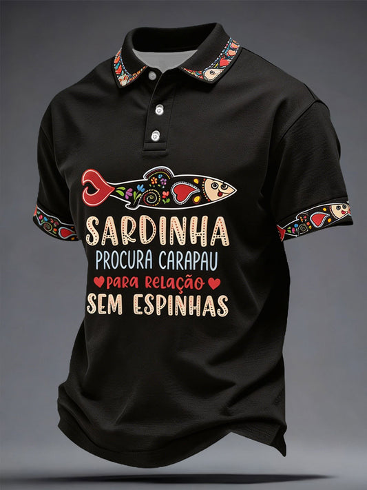 Santos Populares Sardinha dos homens Arte Estampada Casual Tops