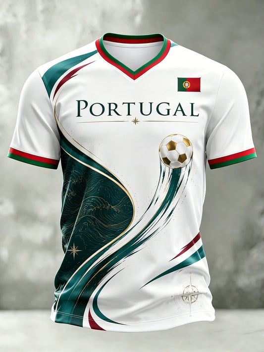 Camiseta Masculina de Futebol Portugal Football Match Art Print
