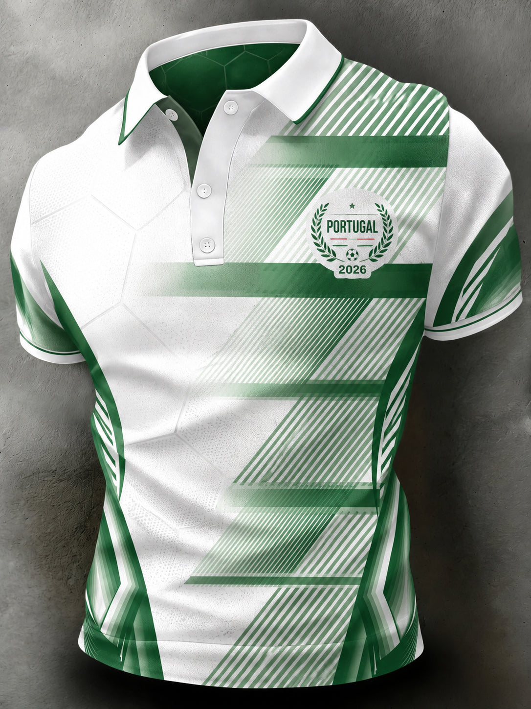Camisa polo com estampa artística do jogo de futebol masculino de Portugal