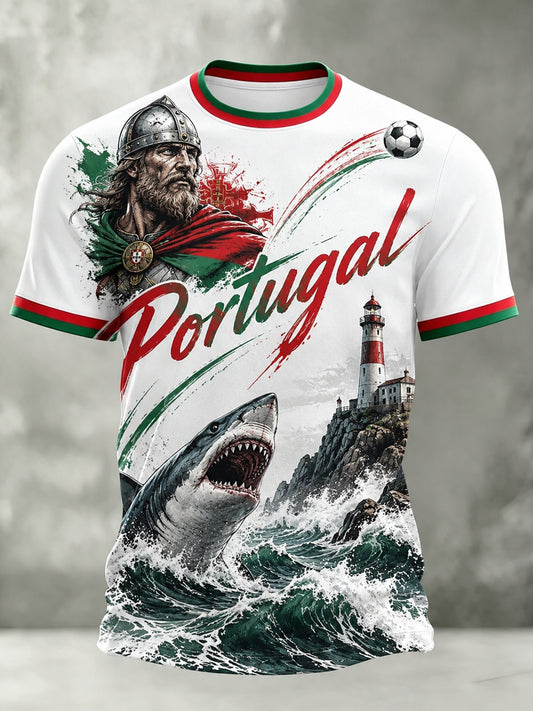 Camiseta com estampa de arte para fãs de futebol de Portugal, masculina