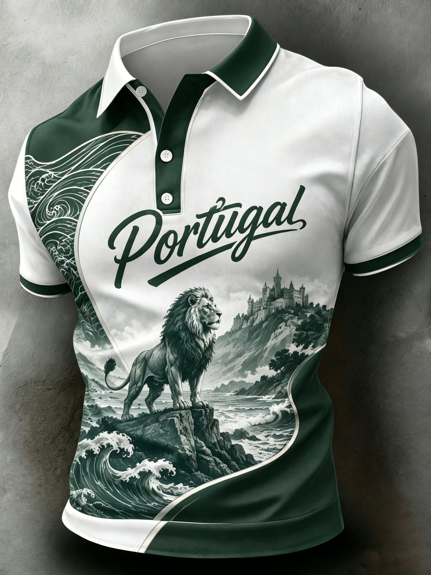 Polo com Estampa de Arte para Fãs de Futebol de Portugal – Masculino