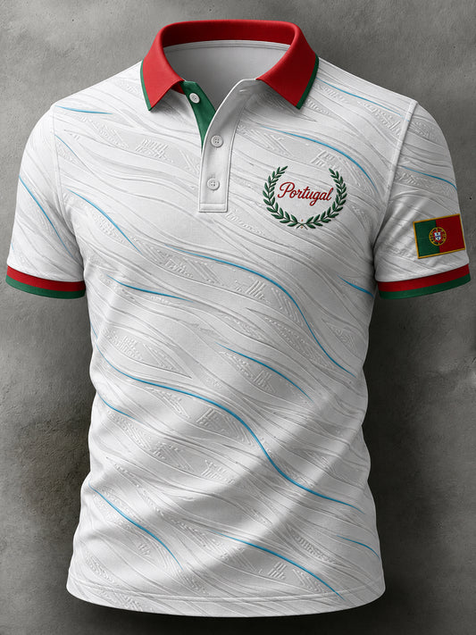 Polo com Estampa de Arte para Fãs de Futebol de Portugal – Masculino