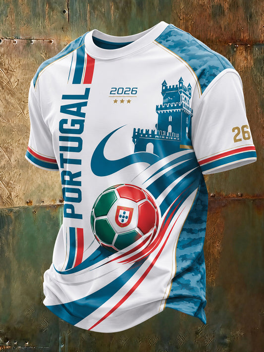Camiseta com estampa de arte para fãs de futebol de Portugal, masculina