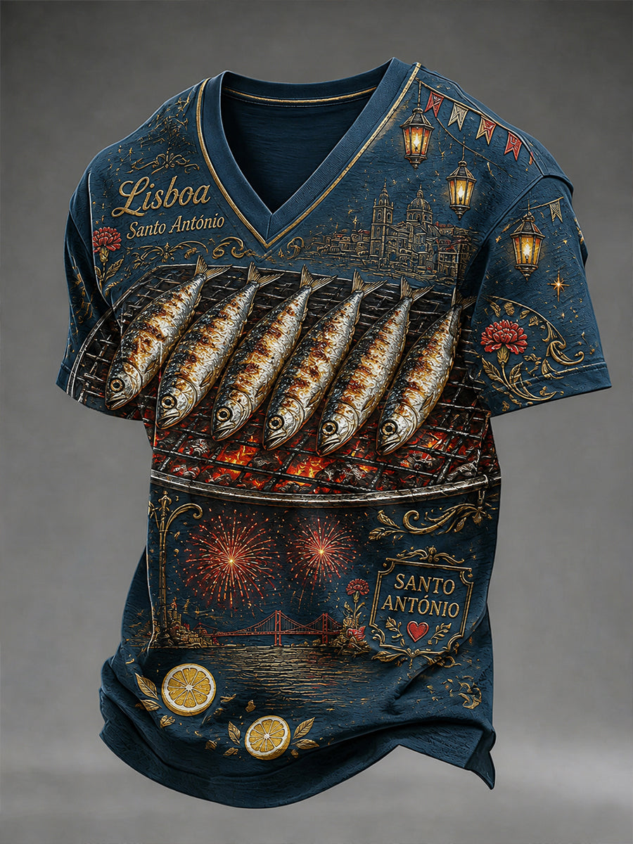 Homem Portugal Dia de Santo António V-neck T-shirt