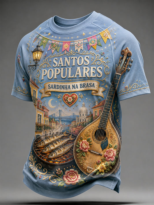 Homem Dia de Santo António de Portugal Manga Curta Camiseta