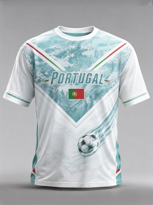Camiseta com estampa artística de torcida para jogos de futebol da seleção portuguesa masculina