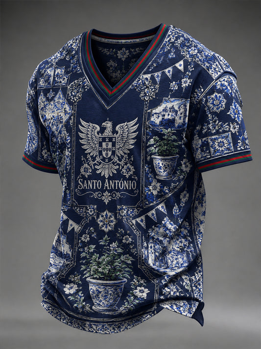 Camisa de Manga Curta de Portugal para o Dia de Santo Antônio Masculina